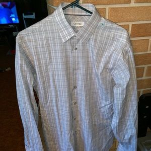 Calvin Klein grey/white 15.5 34/35 Dress Shirt